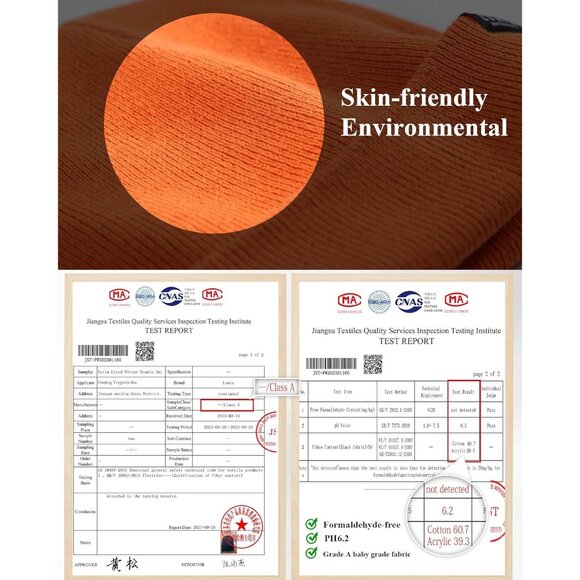 🆕 Women Orange Winter Beanie Hat Unisex Cotton Knitted Cuffed Slouchy Skull Cap - Picture 5 of 8